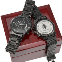 Custom Engraved Mens Watch, Personalized Chronograph Watch for Boyfriend, Stainless Steel Chronograph Watch, First Christmas Present for Him