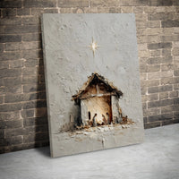 Minimalist Nativity Canvas Wall Art, Textured Impasto Nativity Scene Canvas Print, Holy Family Christmas Decor, Christian Faith Canvas Present