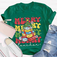Festive Holiday Graphic Tee, Christmas Tree Teacher T-Shirt, Retro Xmas Teacher Shirt, School Educator Winter Tee, Teacher Christmas Present