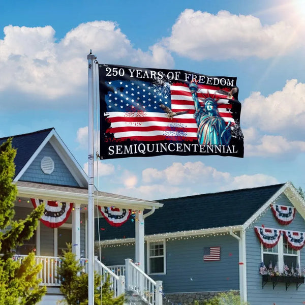 250 Years of Freedom House Flag | Semiquincentennial 2026 Patriotic Garden Flag | Double-Sided UV-Resistant Polyester | Americana Celebration Gift