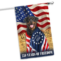Rottweiler Garden Flag 250 Years of Freedom | Patriotic Dog USA Flag Design | Weather-Resistant Polyester | Gift for Rottweiler Owners