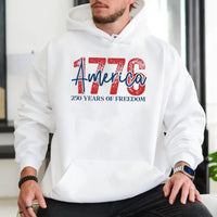 1776 America Hoodie | 250 Years of Freedom Patriotic Design | Soft Cotton-Polyester Blend | Gift for Patriots and History Lovers