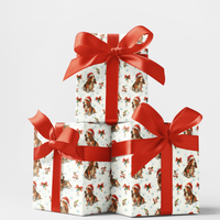 Santa Hat Dog Holiday Gift Wrap Roll, Basset Hound Christmas Wrapping Paper, Adorable Dog Lover Wrapping Paper, Festive Xmas Present Packaging
