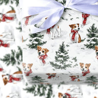 Watercolor Winter Dog Gift Wrap, Jack Russell Terrier Wrapping Paper, Festive Holiday Dog Wrapping Paper, Pet Lover Christmas Gift Wrap