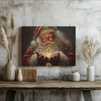 Sparkling Christmas Canvas Print, Santa Claus Canvas Wall Art, Magical Santa Portrait Canvas, Holiday Season Wall Art, Christmas Room Decor