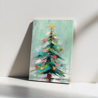 Impressionist Holiday Canvas Painting, Abstract Christmas Tree Canvas Wall Art, Festive Winter Home Decor Digital Download Xmas Present