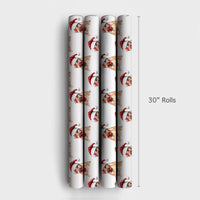 Santa Hat Farm Animal Gift Wrap Roll, Adorable Chicken Christmas Wrapping Paper, Farmhouse Holiday Wrapping Paper, Humorous Hen Xmas Gift Wrap