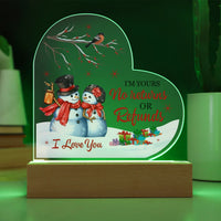 I Love You LED Heart Plaque, Snowman Couple Heart Plaque, Acrylic Christmas Heart Plaque, Holiday Couple Desk Light, Romantic Xmas Keepsake