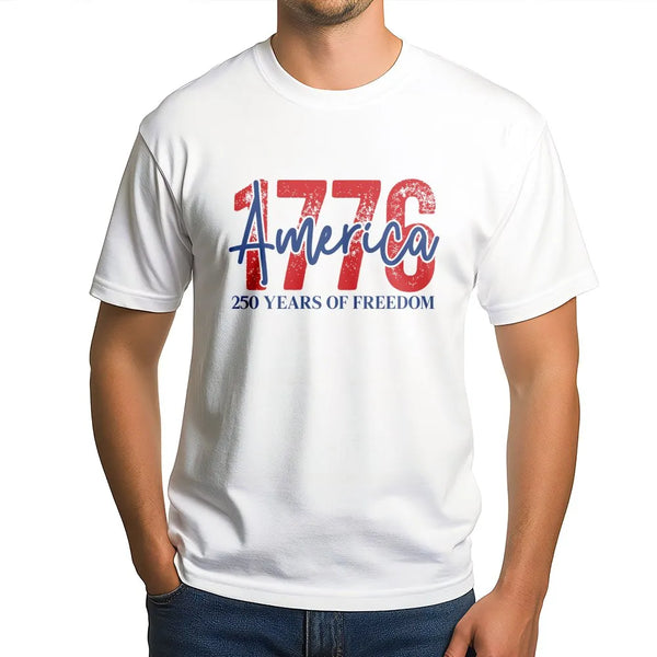 1776 America T-Shirt | 250 Years of Freedom Patriotic Graphic | 100% Soft Breathable Cotton | Gift for History Enthusiast