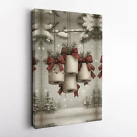 Humorous Holiday Bathroom Wall Art, Christmas Toilet Paper Rolls Canvas, Rustic Plaid Bow Xmas Canvas Print, Humorous Bath Decor Present