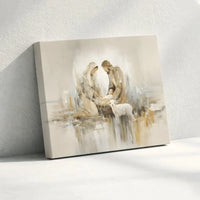 Abstract Holy Family Canvas Wall Art, Nativity Scene Canvas Print, Christian Christmas Wall Decor, Religious Holiday Canvas Artwork