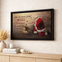 Religious Christmas Wall Art, Santa Kneeling Before Baby Jesus Canvas, Nativity Scene Canvas Print, Christian Holiday Canvas, Faith Present
