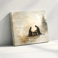 Abstract Holy Family Canvas Art, Nativity Scene Canvas Print, Religious Nativity Wall Art, Christian Christmas Canvas, Holiday Decor Present