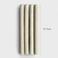 Yellow Winter Snowflake Gift Wrap, Golden Snowflake Wrapping Paper, Elegant Holiday Wrapping Paper, Christmas Present Paper, Gift Wrap Roll