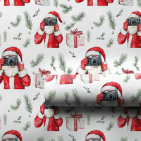 Vintage Camera Holiday Gift Wrap, Santa Photographer Christmas Wrapping Paper, Adorable Santa Wrapping Paper, Photography Lover Gift Wrap Roll