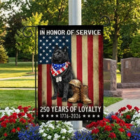 Schipperke Dog Garden Flag | 250 Years of Loyalty Patriotic Design | US Veteran Memorial Flag | Double-Sided Outdoor Decor