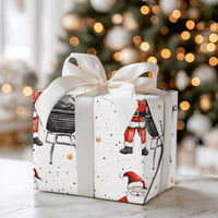 Humorous BBQ Christmas Wrapping Paper, Charcoal Grill Santa Wrapping Paper, Holiday Grilling Wrapping Paper, Secret Santa Gift Wrap Roll