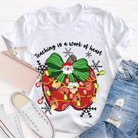 Bow Apple Christmas Shirt, Teacher Christmas Shirt, Holiday Lights Teacher Tee, Adorable School Holiday Shirt, Teacher Christmas Present