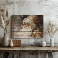 Vintage Holiday Santa Portrait Canvas Print, Rustic Santa Claus Canvas Wall Art, Farmhouse Christmas Canvas, Seasonal Winter Decor Present