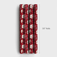 Festive Red Elephant Gift Wrap, Watercolor White Elephant Wrapping Paper, Christmas Elephant Wrapping Paper, Winter Botanical Present Wrap
