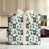 Watercolor Dog Holiday Gift Wrap, Rottweiler Christmas Wrapping Paper, Festive Puppy Tree Wrapping Paper, Dog Lover Gift Wrap Roll