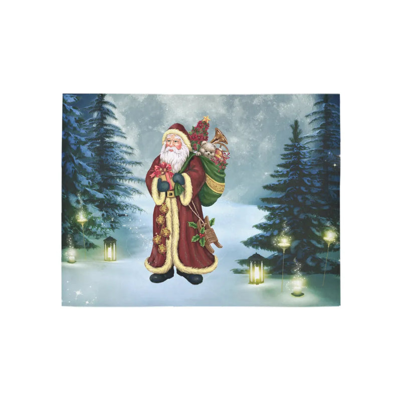 Christmas Santa Holiday Rug, Santa Claus Forest Scene Runner Rug, Winter Wonderland Hallway Rug, Festive Xmas Floor Mat, Holiday Home Present