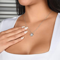 Christmas Present for Mom from Daughter, Love Knot Necklace for Mom, 18k Yellow Gold Finish Necklace, Cubic Zirconia Crystal Pendant Necklace
