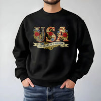 USA 250 Years Of Freedom Sweatshirt | Floral American Flag Typography | Cotton Blend Premium Crewneck | Patriotic July 4th Gift For Americans
