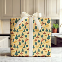 Cowboy Hat Holiday Gift Wrap, Western Christmas Wrapping Paper, Country Xmas Present Wrap, Rustic Pine Tree Christmas Wrapping Paper
