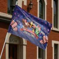 Celebrating America House Flag | 250 Years Patriotic Eagle Cross Liberty Fireworks Design | Premium Double-Sided Weather-Resistant Polyester | Commemorative Gift for Patriotic Families