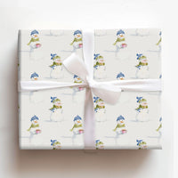 Adorable Snowman Holiday Wrapping Paper, Watercolor Snowman Wrapping Paper, Whimsical Christmas Wrapping Paper Roll, Winter Present Gift Wrap