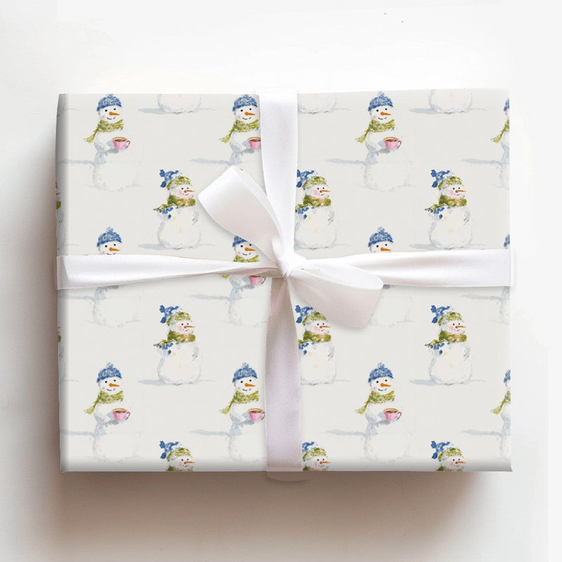 Adorable Snowman Holiday Wrapping Paper, Watercolor Snowman Wrapping Paper, Whimsical Christmas Wrapping Paper Roll, Winter Present Gift Wrap