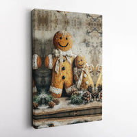 Rustic Holiday Wall Decor, Gingerbread Family Christmas Canvas Print, Farmhouse Winter Bakery Poster, Comfy Digital Download Xmas Present