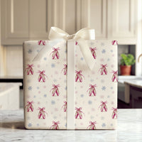 Pointe Shoes Holiday Gift Wrap, Ballet Slippers Christmas Wrapping Paper, Winter Snowflake Wrapping Paper, Ballerina Dancer Present Wrap