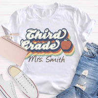 Personalized Grade And Name Retro 3rd Grade Teacher Shirt