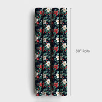 Christmas Floral Gift Wrap, Poinsettia Music Notes Wrapping Paper, Navy Holiday Magnolia Wrapping Paper, Musician Xmas Gift Wrap Roll