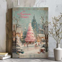 American Winter Canvas Wall Art, Winter Ice Skating Canvas Art, Vintage Christmas Canvas Print, Holiday Wall Decor, Winter Scene Canvas Present