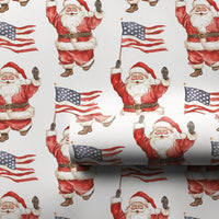 American Flag Holiday Gift Wrap, Patriotic Santa Christmas Wrapping Paper, USA Santa Claus Wrapping Paper, Patriotic Holiday Wrapping Paper