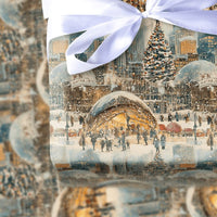 Snowy Millennium Park the Bean Gift Wrap, Chicago Christmas Wrapping Paper, Watercolor City Skyline Gift Wrap, Winter Holiday Present Paper