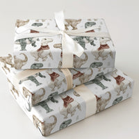 Watercolor T-Rex Gift Wrap, Dinosaur Christmas Wrapping Paper, Holiday Dino Wrapping Paper, Winter Dino Gift Wrap, Kids Christmas Paper