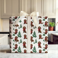 Festive Brown Dog Holiday Gift Wrap, Spaniel Christmas Wrapping Paper, Winter Dog Wrapping Paper, Adorable Spaniel Christmas Gift Wrap Roll