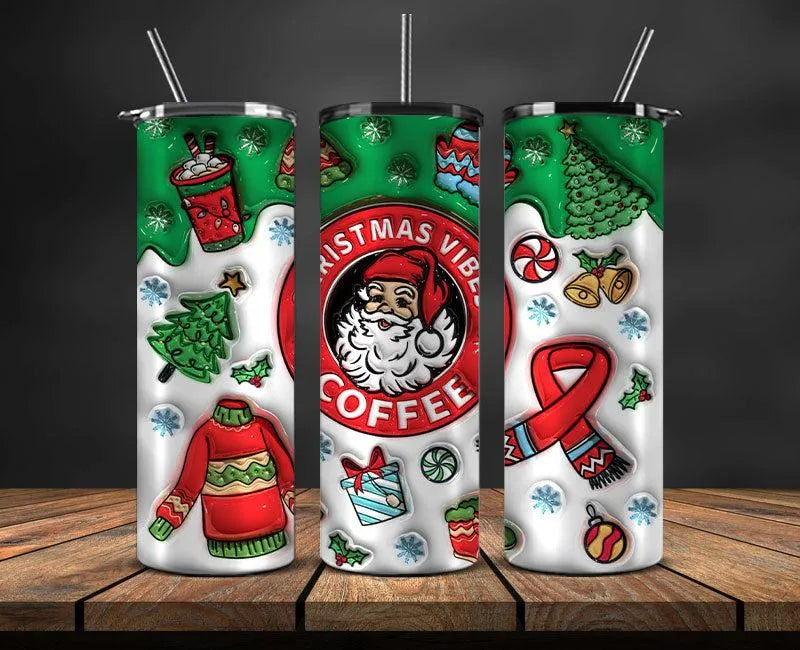 3D Santa Coffee Sweater Holiday Tumbler, Christmas 20oz Tumbler, Insulated Travel Mug, Coffee Lover Xmas Cup, Winter Drinkware Present