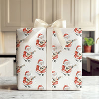 Music Lover Santa Gift Wrap, Guitar Santa Wrapping Paper, Watercolor Guitar Christmas Wrapping Paper, Festive Holiday Wrapping Paper Roll