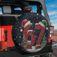 Christmas Plaid Wheel Cover, Holiday 67 Plaid Santa Hat Spare Tire Cover, Festive Winter Holiday Tire Cover for Jeep Bronco RV