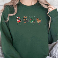 Adorable Wiener Dog Holiday Sweater, Dachshund Christmas Sweatshirt, Retro Doxie Crewneck Pullover, Festive Dog Lover Sweatshirt, Xmas Present