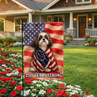 Shih Tzu Garden Flag | 250 Years Strong Patriotic Design | Double-Sided Polyester | Dog Lovers Gift