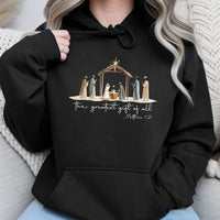 The Greatest Present of All Hooded Sweatshirt, Nativity Scene Hoodie, Christian Religious Christmas Pullover, Nativity Faith Hoodie Present