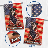 Chihuahua Patriotic Garden Flag | 250 Years Strong USA Anniversary | Double-Sided Weather-Resistant Polyester | Dog Lover Gift