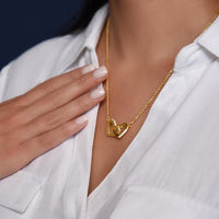 Romantic Cubic Zirconia Heart Pendant, Wife Interlocking Hearts Necklace, Love Heart Necklace, Christmas Holiday Anniversary Present for Her