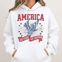 America 250 Years Of Freedom Hoodie | Patriotic Eagle 1776-2026 Graphic | Soft Cotton-Polyester Blend | Anniversary Gift For Patriots